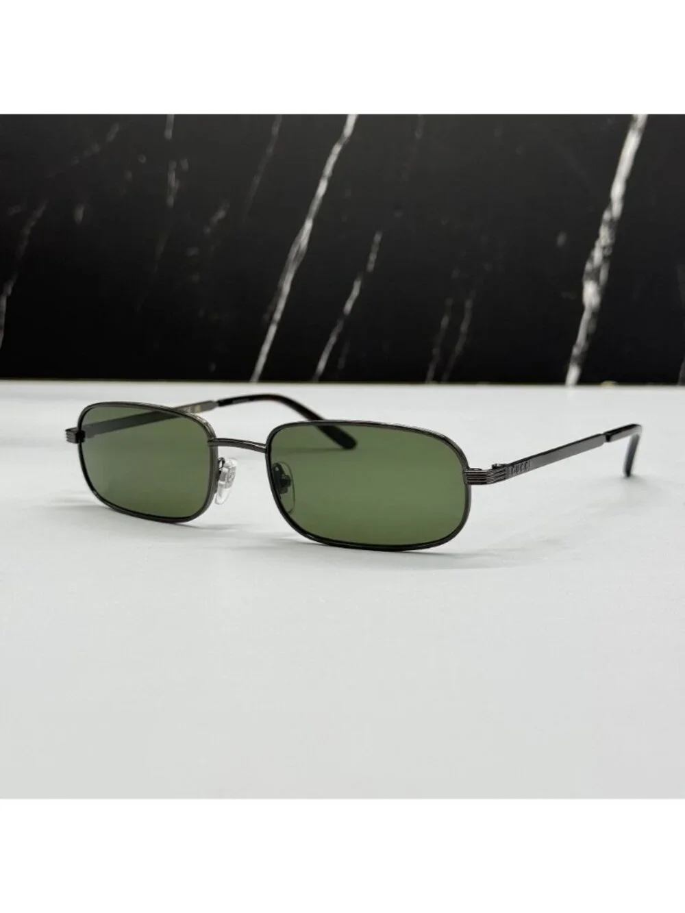 New Gucci GG1457S 003 Gray Green Square Metal Sunglasses